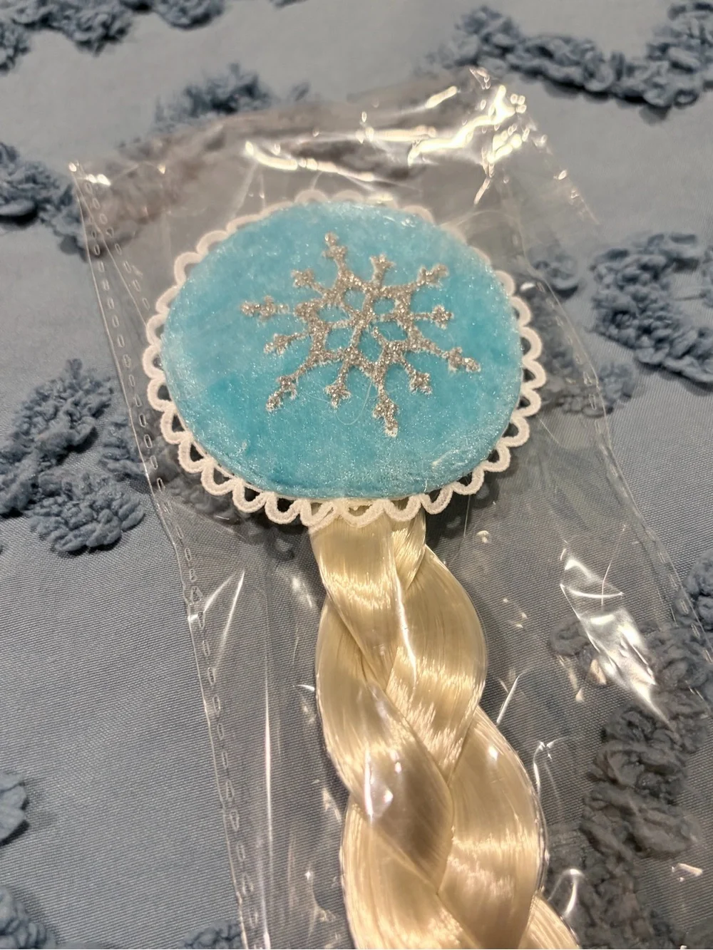Frozen Elsa Blonde Braid Hair Clip Snowflake Princess Costume Accessory-New